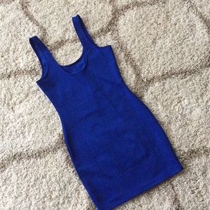 Divided bodycon bright blue dress
